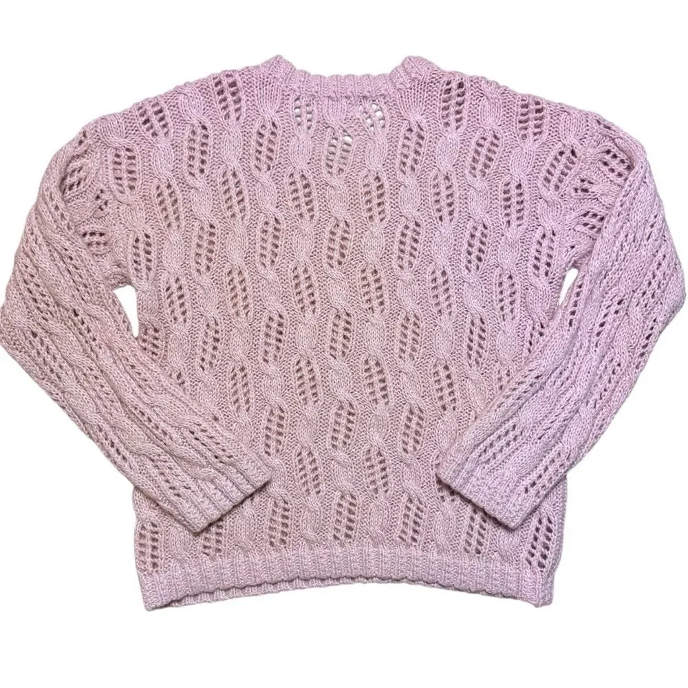 Vintage Ballet Pink Knit Sweater Grandmacore Cottagecore Feminine Size Large - Picture 2 of 6